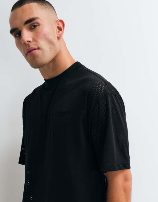 ASOS DESIGN boxy oversized T-shirt i sort sport mesh