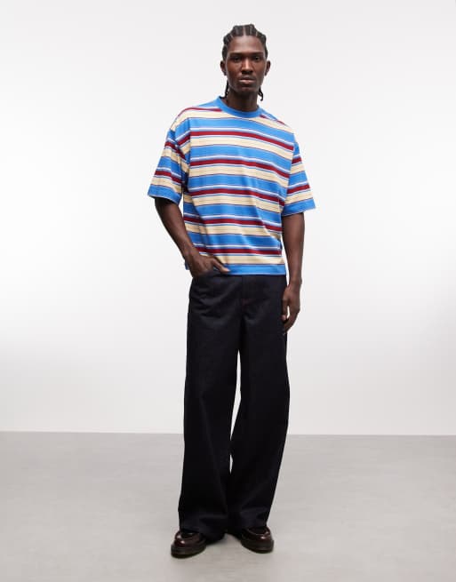 ASOS DESIGN - Boxy oversized T-shirt in blauw met strepen, 4 van 5