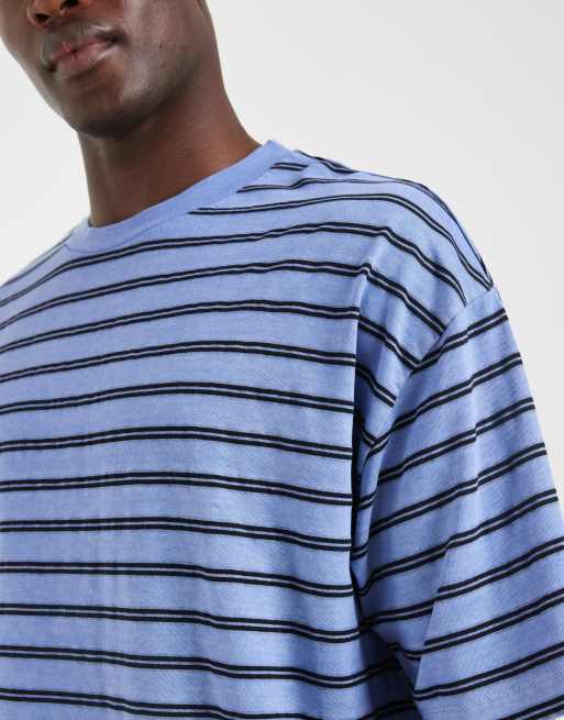 ASOS DESIGN boxy oversized t-shirt in blue washed stripe, 3 of 5