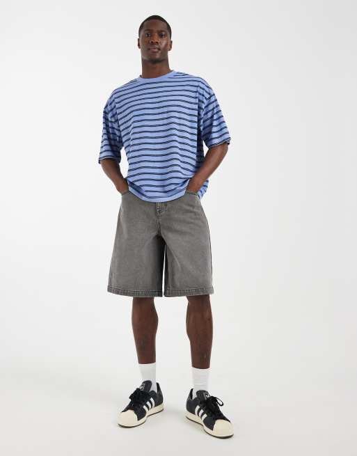 ASOS DESIGN boxy oversized t-shirt in blue washed stripe, 4 of 5