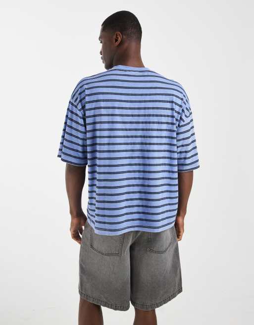 ASOS DESIGN boxy oversized t-shirt in blue washed stripe, 5 of 5