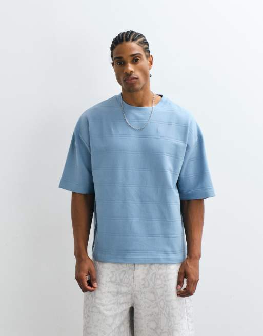ASOS DESIGN boxy oversized t-shirt in blue wide rib knit, 4 of 5
