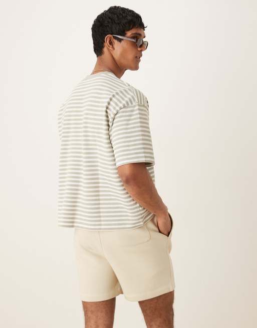 ASOS DESIGN boxy oversized t-shirt in grey textured stripe, 4 of 4