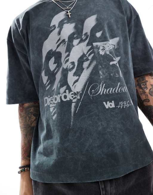 ASOS DESIGN boxy oversized t-shirt in heavyweight 220gsm washed green with front print, 2 of 4