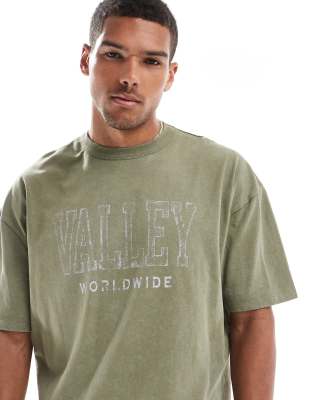 Asos Design Boxy Oversized T Shirt In Heavyweight 220gsm Washed Khaki