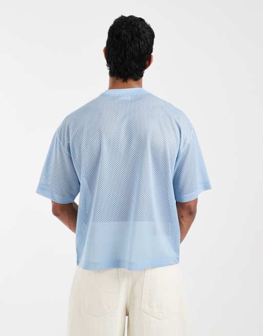 ASOS DESIGN boxy oversized t-shirt in light blue airtext fabric, 5 of 5