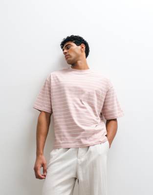 Мужская футболка ASOS Design широкого кроя в розовую полоску