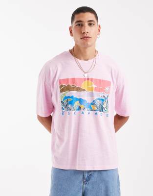 Asos Design Boxy Oversized T-shirt In Pink