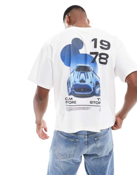 ASOS DESIGN boxy oversized t-shirt in white with car back print - view 1