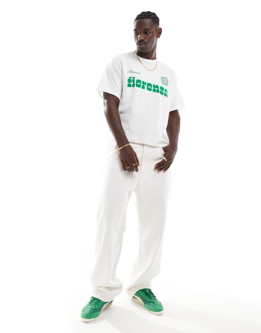 ASOS DESIGN boxy oversized t-shirt in white with sporty chest print | ASOS