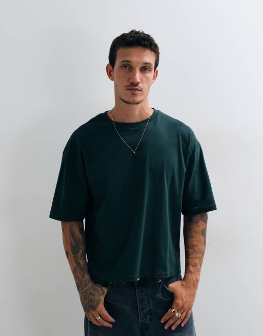 ASOS DESIGN boxy oversized T-shirt med bjerggrafik i mørkegrøn, 3 af 5