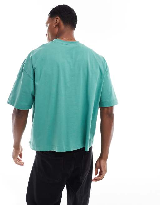ASOS DESIGN - Boxy oversized T-shirt met Mickey Mouse-borduursel van Disney in groen, 3 van 4