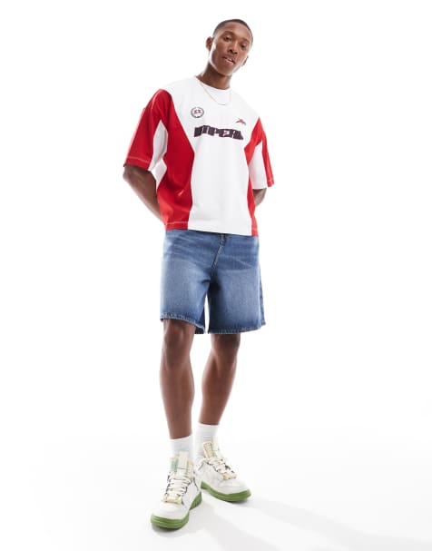 ASOS DESIGN - Boxy oversized T-shirt met panelen en sportieve print - view 1