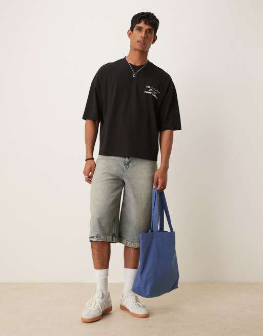 ASOS DESIGN - Boxy oversized T-shirt met print op de achterkant in zwart , 3 van 4