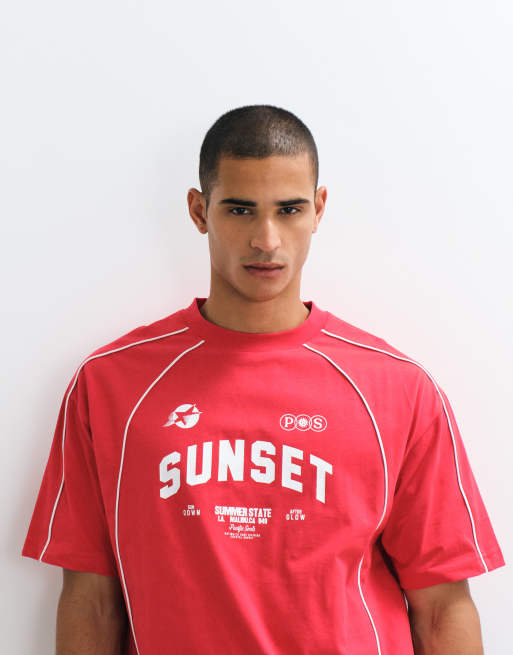 ASOS DESIGN boxy oversized T-shirt met streetgraphic in rood, 3 van 5