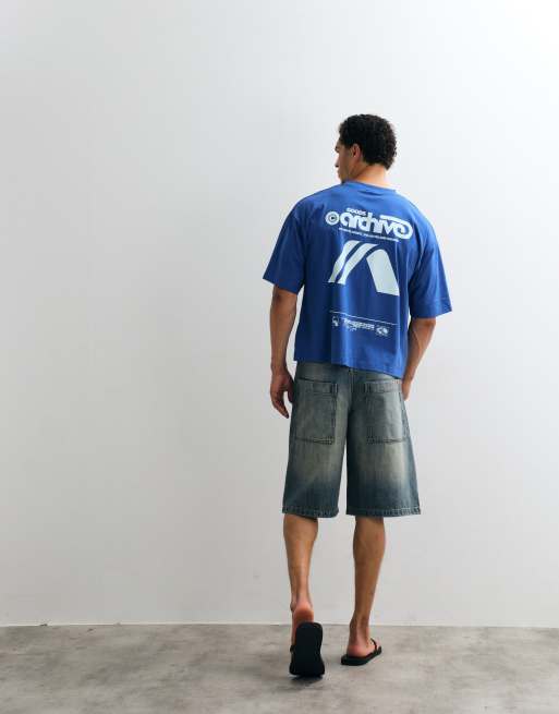 ASOS DESIGN boxy oversized T-shirt met tekstprint in blauw, 3 van 5