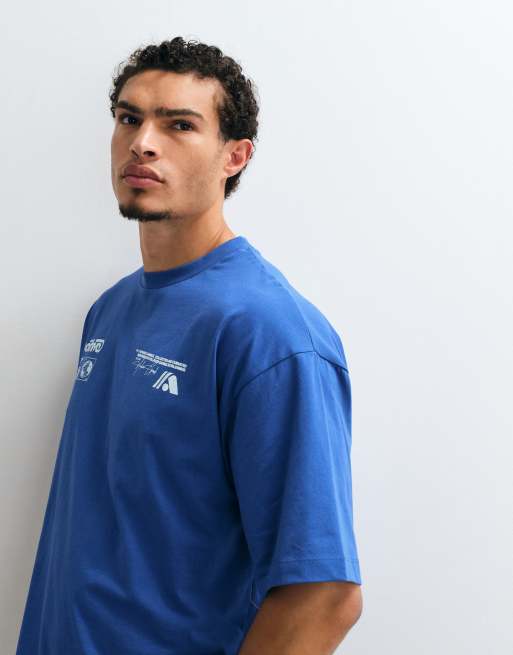 ASOS DESIGN boxy oversized T-shirt met tekstprint in blauw, 4 van 5