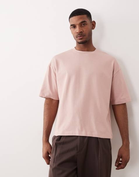 ASOS DESIGN - Boxy oversized T-shirt van zware stof in roze - view 1