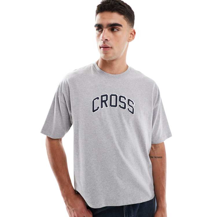 ASOS DESIGN boxy oversized t-shirt with applique in heather