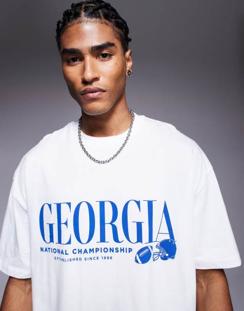 ASOS DESIGN boxy oversized t-shirt with athletic graphic in white - view 1