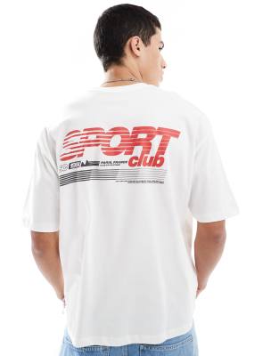 Asos Design Boxy Oversized T-shirt With Athletic Graphics In White