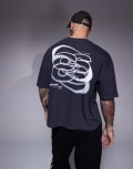 [ASOS DESIGN] ASOS DESIGN boxy oversized t-shirt with back print in charcoal-Grey L Asphalt