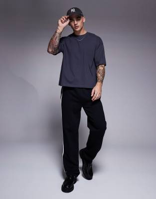 Asos Design Boxy Oversized T-shirt With Back Print In Gray