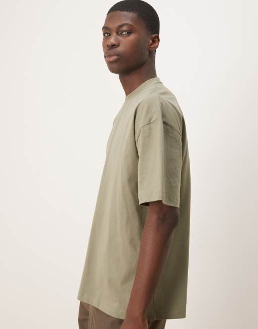 ASOS DESIGN boxy oversized T-shirt with back print in khaki, 2 of 4