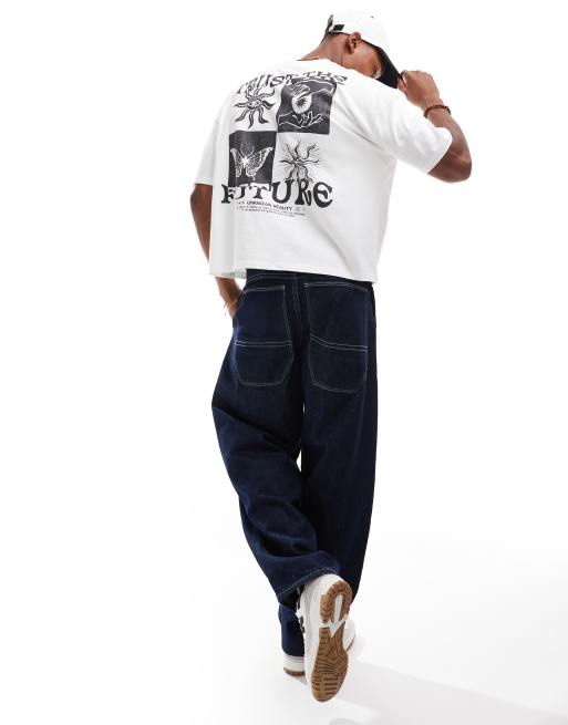 ASOS DESIGN boxy oversized T-shirt with back print in white, 3 of 4