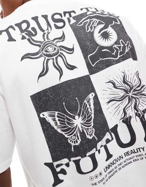 ASOS DESIGN boxy oversized T-shirt with back print in white, 4 of 4