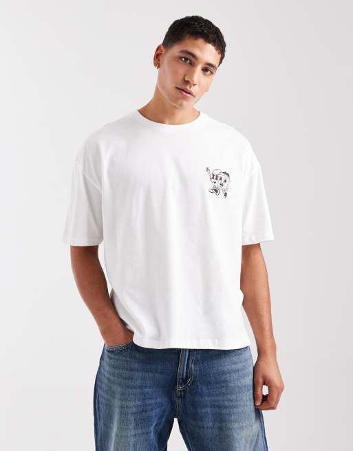 ASOS DESIGN boxy oversized t-shirt with back print in white, 3 of 5