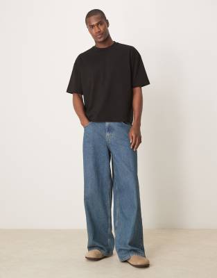 Asos Design Boxy Oversized T-shirt With Back Sports Graphic In Black