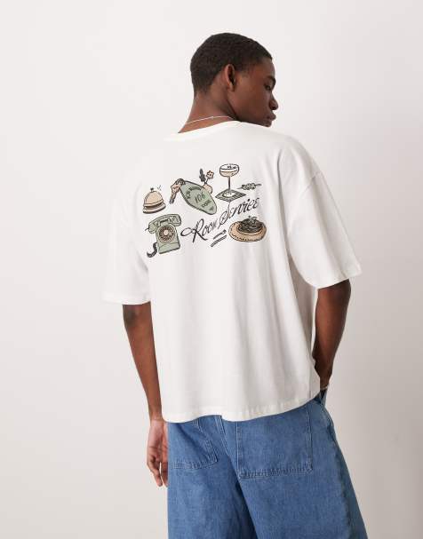 ASOS DESIGN boxy oversized t-shirt with back summer graphic in white - view 1