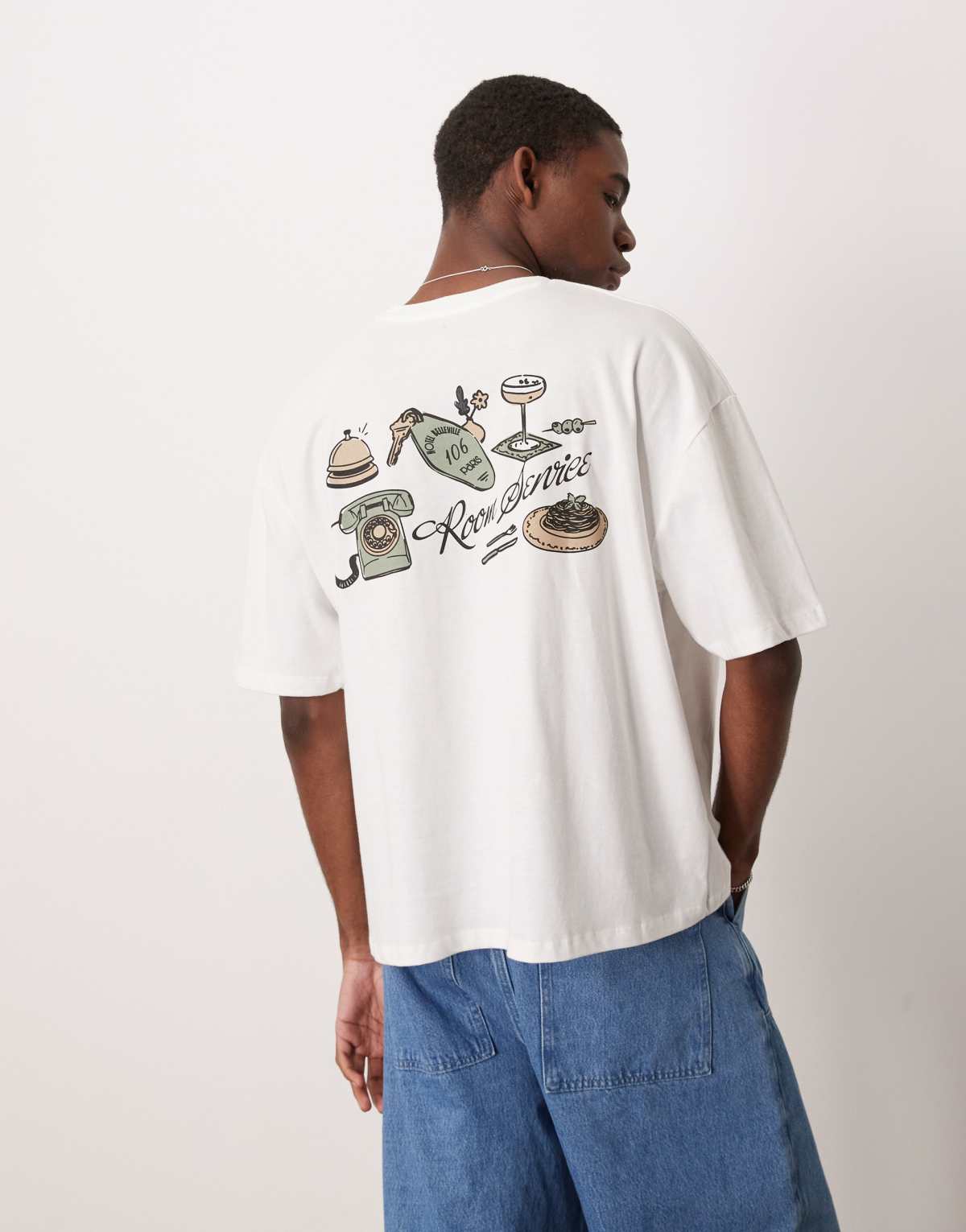 ASOS DESIGN boxy oversized t-shirt with back summer graphic in white