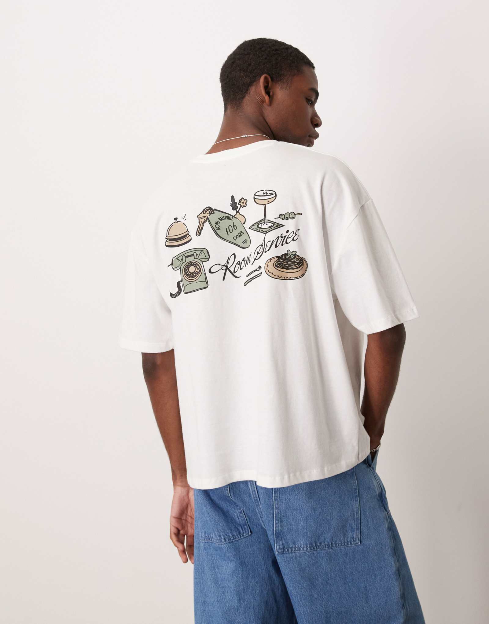 Футболка оверсайз ASOS DESIGN белая с летним принтом