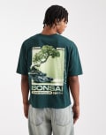 [ASOS DESIGN] ASOS DESIGN boxy oversized t-shirt with bonsai graphic in dark green XL Scarab
