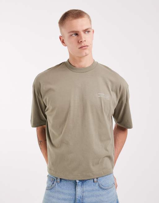 ASOS DESIGN boxy oversized t-shirt with bubble text graphic in green, 2 of 5
