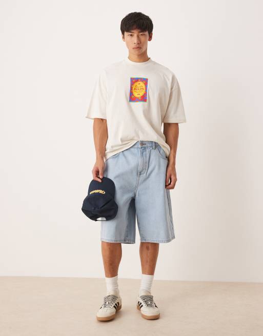ASOS DESIGN boxy oversized T-shirt with cartoon graphic in cream