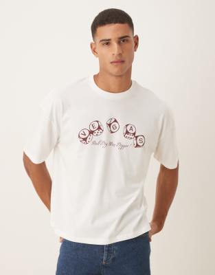 Asos Design Boxy Oversized T-shirt With Cartoon Print In White