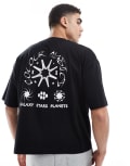 [ASOS DESIGN] ASOS DESIGN boxy oversized t-shirt with celestial graphic in black XS BLACK
