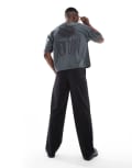 [ASOS DESIGN] ASOS DESIGN boxy oversized t-shirt with celestial graphic in charcoal-Grey XS Dark shadow