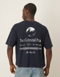 [ASOS DESIGN] ASOS DESIGN boxy oversized t-shirt with celestial graphic in navy M Sky captain