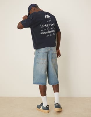 Asos Design Boxy Oversized T-shirt With Celestial Graphic In Black