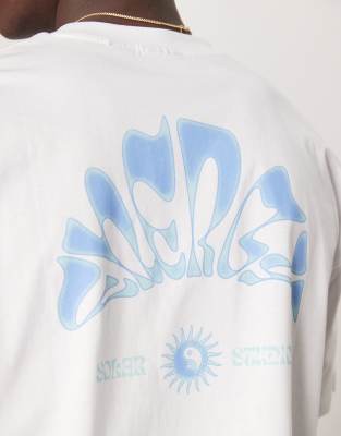 Shop Asos Design Boxy Oversized T-shirt With Celestial Graphic In White