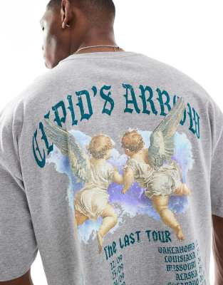 ASOS DESIGN ASOS DESIGN boxy oversized t-shirt with cherub graphic in grey marl