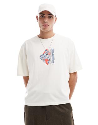 Asos Design Boxy Oversized T-shirt With Chest Print In White