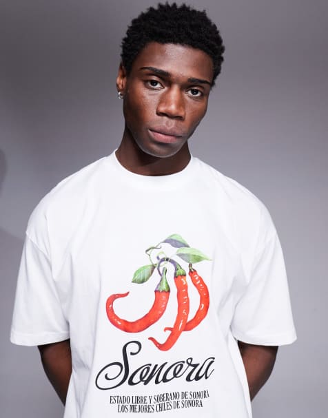 ASOS DESIGN boxy oversized t-shirt with chilli graphic in white - view 1