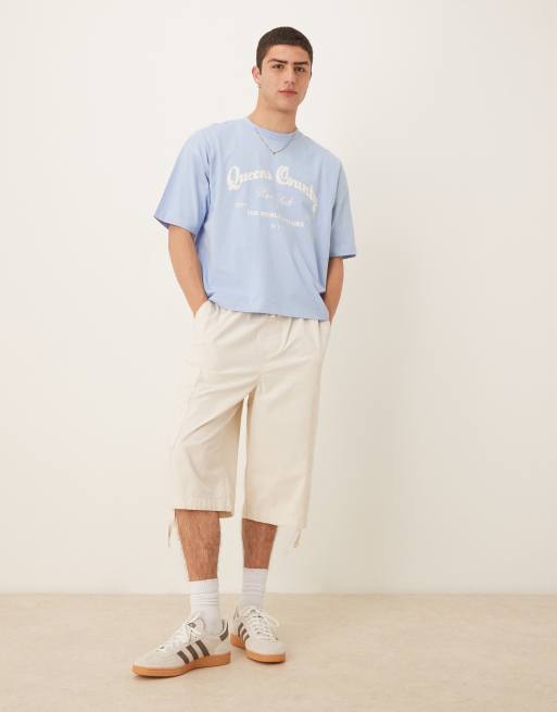 ASOS DESIGN boxy oversized t-shirt with city embroidery in light blue, 2 of 4