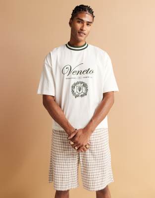 Asos Design Boxy Oversized T-shirt With City Graphic In White