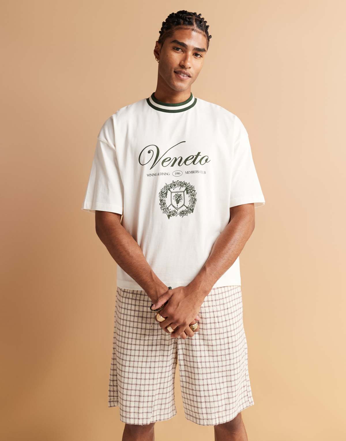 ASOS DESIGN boxy oversized t-shirt with city graphic in off white